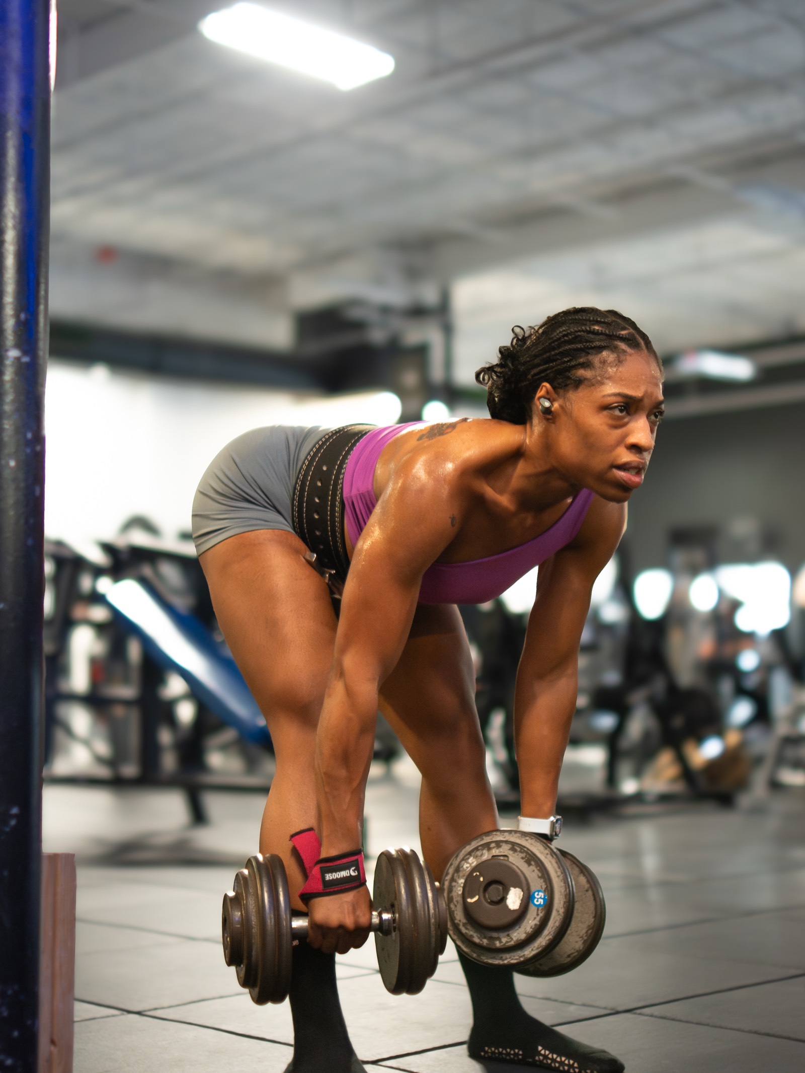 Dumbbell rows training