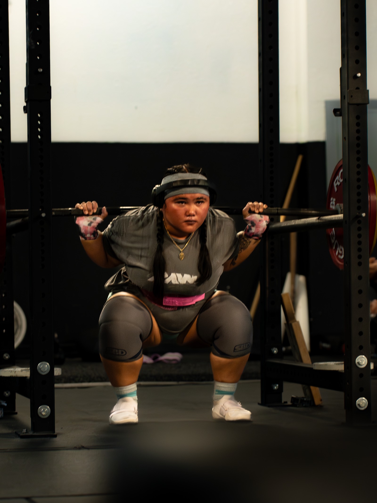 Powerlifter heavy back squat